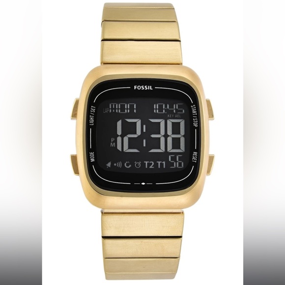 🤩RARE FIND🤩 Fossil Rutherford Men's Gold Stainless Steel Genuine Digital Watch - Picture 1 of 12